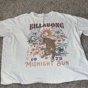 Billabong White Graphic Tee with Leopard Design
